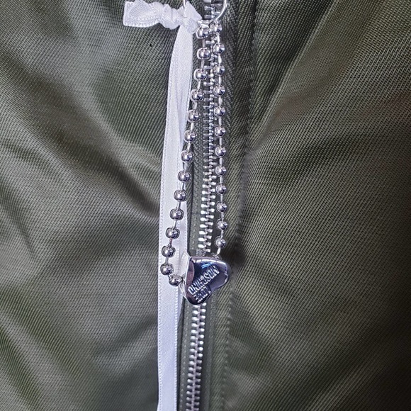 NWT Love Moschino EU 40 Satin Look Padded Jacket Pockets Full Zip In Olive Green - Picture 5 of 11